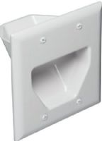 DataComm 45-0002-WH Two-Gang Recessed Low Voltage Wallplate, White; Allows cable management internally rather than externally; To install low voltage cables behind your flat panel TV, your amplifier or other audio/video devices; UPC 660559003565 (450002WH 450002-WH 45-0002WH 45-0002) 