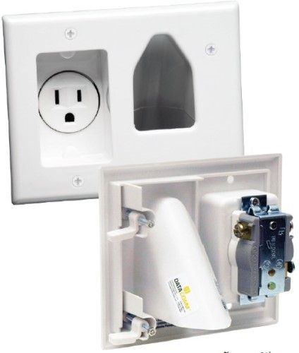 DataComm 45-0021-WH Recessed Low Voltage Cable Plate with Recessed Power, White; Low pro le design ts behind the industrys thinnest mounts and TVs; Mounting wings are molded into the plate and fasten tightly against the back of the drywall, the wings are designed for use in walls up to 1