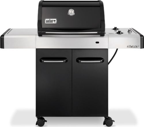 Weber 4511001 Spirit E-210 Black Natural Gas Barbecue Grill, 2 Stainless Steel Burners, 26,000 BTU-per-hour input, Crossover ignition system, 528 sq. in. cooking space, Black porcelain enameled lid, Lid thermometer, Welded porcelain enameled cooking grates, Porcelain enameled flavorizer bars, Piezo ignition, UPC 077924080869, Replaced 3811001 (451-1001 4511-001 WEB-4511001 WEB4511001 E210 E 210 E-210BLK)