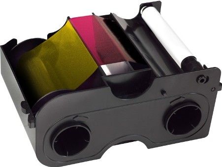 Fargo 45112 YMCFKOK Ribbon Cartridge with Cleaning Roller For use with C30, C30e, DTC400, DTC400e and DTC4000 Card Printers, Thermal Transfer/Dye Sublimation Print Technology, 175 Page Yield, Includes cyan, magenta, yellow, fluorescent, resin black and clear overcoat, UPC 754563451129 (45-112 451-12 045112)