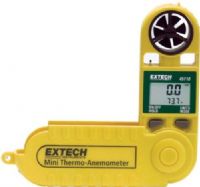 Extech 45118 Mini Thermo-Anemometer with Temperature, Fold up protective housing extends to 9" for better reach, Large dual display of air velocity and temperature, Data Hold to freeze most recent display, Auto shutoff 20 minutes after last key is pressed, Water resistant housing floats and Drop tested to 6 feet, UPC 793950451182 (45-118 451-18) 