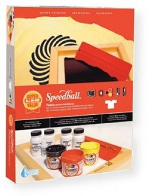 Speedball 4526 Super Value Screen Printing Kit; A terrific introduction to screen printing; Contents include a 10" x 14" screen frame, fabric squeegee, three jars of 4 oz; Fabric ink in black, red, and yellow, 4 oz screen filler, 4 oz drawing fluid, 4 oz; UPC 651032045264 (4526 H4526 H-4526 SPEEDBALL4526 SPEEDBALL-4526 SPEEDBALLH4526) 