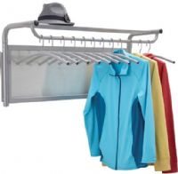 Safco 4604GR Impromptu Coat Wall Rack with Hangers, Gray, Storage shelf for additional garments and includes 12 hangers, Sturdy steel frame with translucent polycarbonate panels, Included Mounting Hardware, Dimensions 40 1/4"w x 29 3/4"d x 18 1/2"h (4604-GR 4604G 4604 GR) 