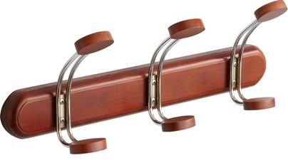 Safco 4612CY Bamboo Wall Rack 3 Hook, Cherry, Included Mounting Hardware, 3 doubles Hook Quantity, Dimensions 18