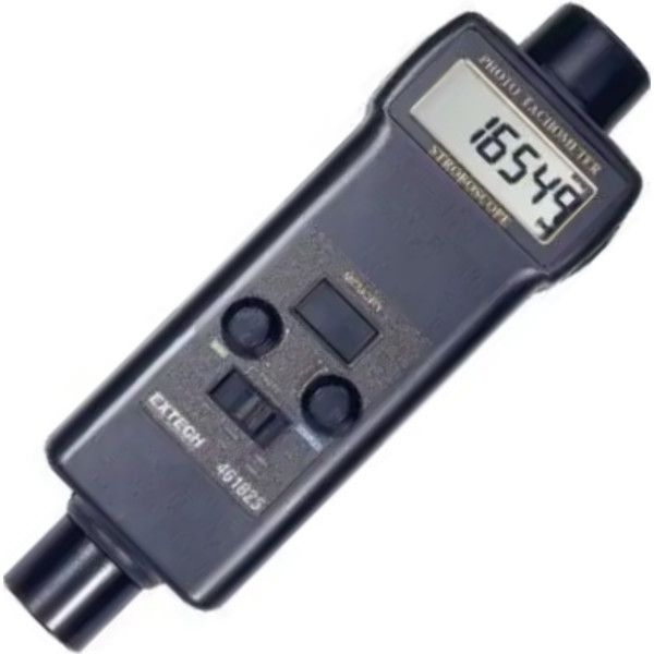 Extech 461825 Combination Tachometer/Stroboscope; Unique display where characters reverse direction depending on measurement mode you are in; Large 0.4 in. 5 digit LCD digital display; Microprocessor based with quartz crystal oscillator to maintain high accuracy; Tachometer memory stores last, max and min readings; Performs Tachometer RPM measurement and Stroboscopic speed and motion analysis; UPC: 793950468258 (EXTECH461825 EXTECH 461825 TACHOMETER STROBOSCOPE)