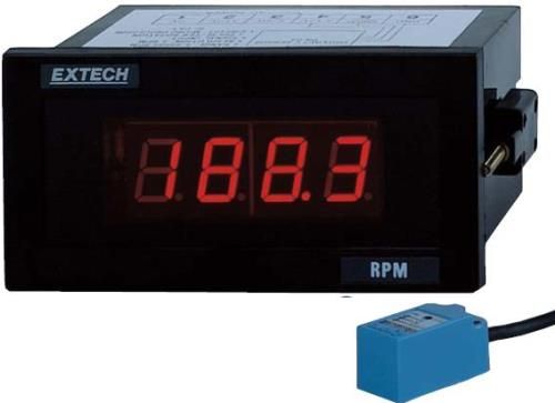 Extech 461950-NIST Panel Mount Tachometer with NIST Certificate; Measure RPMs from 5 to 99990rpm with microprocessor quartz crystal accuracy of 0.05 percent + 1digit; Resolution from 0.1rpm (5 to 1000rpm) to 1rpm (1000 to 9999rpm) to 10rpm (10000rpm to 99990rpm); Large 4 digit LED display updates once per second (rpm greater than 60); UPC: 793950479506 (EXTECH461950NIST EXTECH 461950-NIST TACHOMETER)