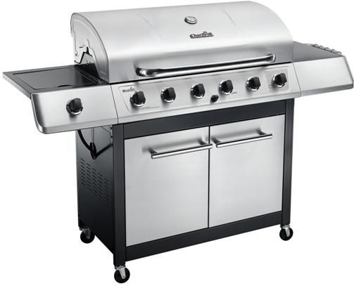 Char-Broil 463230515 Traditional 6 Burner Gas Grill, 55000 Main Burner BTU, 10000 Side Burner BTU, 250 sq.in. Warming Rack Area, Black Cart & Double Doors Body, Porcelain Coated Steel Heat Tent Material, Convective Cooking System, Electronic Igniter, Swing-A-Way Warming Rack, Stainless Steel Burners, Gear Trax, Porcelain Coated Grates, UPC 047362323057 (463-230515 4632-30515 46323-0515 463230-515)