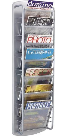 Safco 4643GR Impromptu 7 Pocket Magazine, Gray; Heavy-duty steel; Powder coat finish; Seven pocket wall rack to display business forms, corporate literature, etc.; Includes wall mounting hardware; Dimensions 41.5