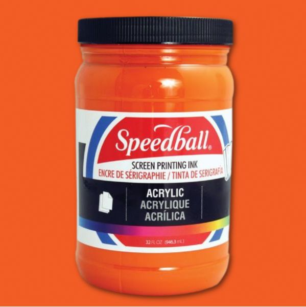 Speedball 4644 Acrylic Screen Printing Ink Orange 32oz; Brilliant colors for use on paper, wood, and cardboard; Cleans up easily with water; Non-flammable, contains no solvents; AP non-toxic, conforms to ASTM D-4236; Can be screen printed or painted on with a brush; Archival qualities; 32 oz; Orange color; Dimensions 3.62