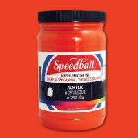 Speedball 4645 Acrylic Screen Printing Ink Fire Red 32 oz; Brilliant colors for use on paper, wood, and cardboard; Cleans up easily with water; Non-flammable, contains no solvents; AP non-toxic, conforms to ASTM D-4236; Can be screen printed or painted on with a brush; Archival qualities; 32 oz; Fire Red color; Dimensions 3.62" x 3.62" x 6.12"; Weight 3.23 lbs; UPC 651032046452 (SPEEDBALL4645 SPEEDBALL 4645 SPEEBALL-4645) 