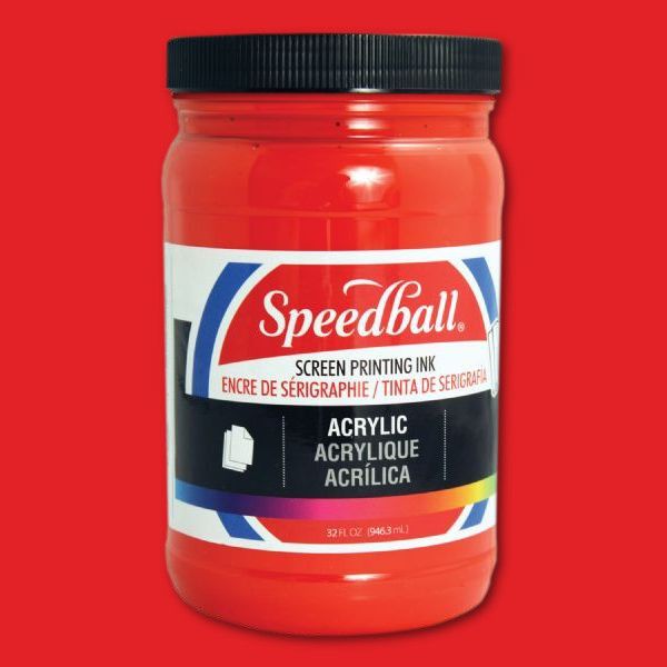 Speedball 4647 Acrylic Screen Printing Ink Dark Red 32oz; Brilliant colors for use on paper, wood, and cardboard; Cleans up easily with water; Non-flammable, contains no solvents; AP non-toxic, conforms to ASTM D-4236; Can be screen printed or painted on with a brush; Archival qualities; 32 oz; Dark Red color; Dimensions 3.62