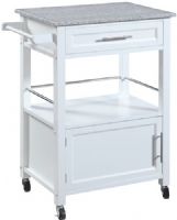 Linon 464808WHT01U Mitchell Kitchen Cart with Granite Top; Perfect for adding extra storage and work space to a kitchen, is a versatile accent; A granite top adds durability and classic style to the cart; A spacious drawer, cabinet area and open shelf provices ample storage space for supplies and gadgets; UPC 753793933733 (464808-WHT01U 464808WHT-01U 464808-WHT-01U) 