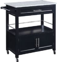 Linon 464809BLK01U Cameron Kitchen Cart with Granite Top; Perfect for adding extra storage and work space to a kitchen, is a versatile accent; A granite top adds durability and classic style to the cart; A spacious drawer, cabinet area and open shelf provices ample storage space for supplies and gadgets; UPC 753793933740 (464809-BLK01U 464809BLK-01U 464809-BLK-01U) 