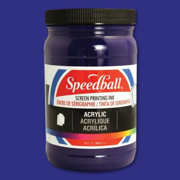 Speedball 4650 Acrylic Screen Printing Ink Violet 32oz; Brilliant colors for use on paper, wood, and cardboard; Cleans up easily with water; Non-flammable, contains no solvents; AP non-toxic, conforms to ASTM D-4236; Can be screen printed or painted on with a brush; Archival qualities; 32 oz; Violet color; Dimensions 3.62