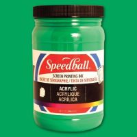 Speedball 4654 Acrylic Screen Printing Ink Emerald Green 32oz; Brilliant colors for use on paper, wood, and cardboard; Cleans up easily with water; Non-flammable, contains no solvents; AP non-toxic, conforms to ASTM D-4236; Can be screen printed or painted on with a brush; Archival qualities; 32 oz; Emerald Green color; Dimensions 3.62" x 3.62" x 6.12"; Weight 3.23 lbs; UPC 651032046544 (SPEEDBALL4654 SPEEDBALL 4654 SPEEDBALL-4654) 
