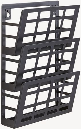 Safco 4660BL Grid Magazine Rack, 3 Pocket, Black; Display business forms, corporate literature, industry magazines or other magazine and literature pieces; 3 Compartment; Compartment Size 9 1/4