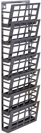 Safco 4662BL Grid Magazine Rack, 7 Pocket, Black; Display business forms, corporate literature, industry magazines or other magazine and literature pieces; 7 Compartment; Compartment Size 9 1/4