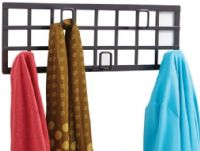 Safco 4663BL Grid Coat Rack, Black; Five hooks to ensure guests or employees have a place to hang their hats, coats and scarves; Includes Mounting Hardware; Dimensions 21 1/2"w x 2 1/4"d x 6 3/4"h (4663-BL 4663B 4663 BL) 