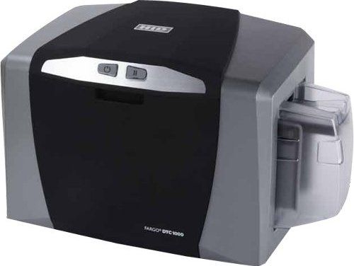 Fargo 47000 Model DTC1000 Single-Sided Photo ID Printer, Resolution 300 dpi (11.8 dots/mm) continuous tone, Up to 16.7 million/256 shades per pixel Colors, 24 seconds per card (YMCKO) Print Speed, 100 cards Input Hopper Card Capacity, 32 MB RAM Memory, Edge-to-edge printing in full-color or simple black and white, UPC 754563470007 (47-000 470-00 DTC-1000 DTC 1000)