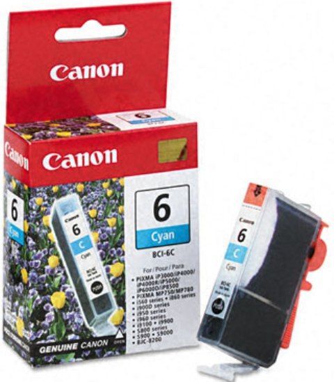 Canon 4706A003 model BCI-6C Cyan Ink Tank, Inkjet Print Technology, Cyan Print Color, 280 Pages Duty Cycle, New Genuine Original OEM Canon, For use with Canon Printers BJC-8200, i9100, i950, S800, S820, S820D, S830D, S900, S9000, PIXMA iP4000, PIXMA iP4000R, PIXMA iP5000, PIXMA iP6000D, PIXMA iP8500, PIXMA MP750, PIXMA MP760 (4706A003 4706-A003 4706 A003 BCI-6C BCI6C BCI 6C BCI6 BCI 6 BCI 6)