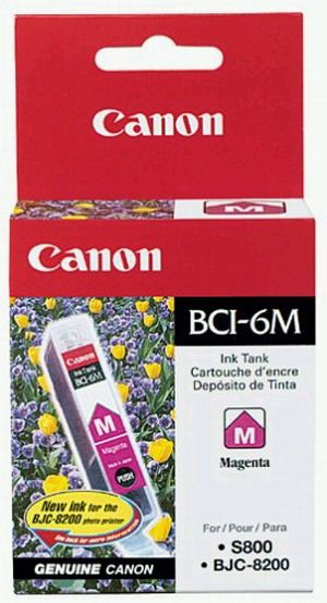 Canon 4707A003 BCI-6M Magenta BJ Tank Fits with BJC-8200, S800, S820, S820D, S830D, S900, S9000 Printers; Easy to install; Produces bright color prints; Fast-drying and smudge-free; UPC 750845726268 (4707A-003 4707-A003 BCI-6M BCI6M)