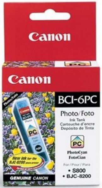 Canon 4709A003 model BCI-6PC Photo Cyan Ink Cartridge, Designed for use with Canon BJC8200, I960, I9100, I9900, PIXMA IP6000, IP6000, S800, S820, S830D, S900, S8200 and S9000 printers, 280 Pages Duty Cycle, New Genuine Original OEM Canon Brand, UPC 750845726282 (4709-A003 4709 A003 BCI 6PC BCI6PC)