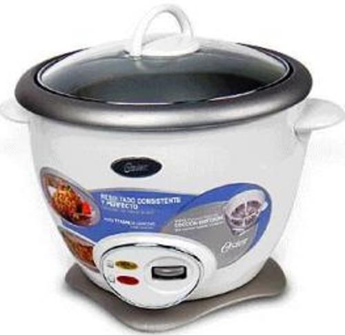 Oster 4728-12 Rice Cooker; Refractive glass top with outlet excess steam, cool-touch handle and around the top ring stainless steel; Removable inner pot with non-stick coating aluminum 1.2 liter capacity: yields 7 cups of cooked rice; Heating body (outer pot) coated with porcelain enamel paint, cold plastic handles to touch base with rubber feet (472812 4728 12 472-812)