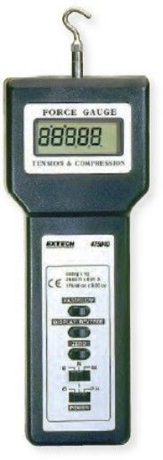 Extech 475040-NIST Digital Force Gauge with NIST Certificate, 5 digit LCD with reversible display feature to match viewing angle, 5000g, 176 oz. and 49 Newtons measurement capacity, Exclusive load cell measurement transducer (475040NIST 475040 NIST 475-040 475 040)