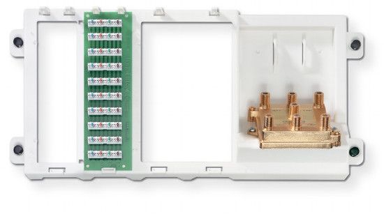 Leviton 47606-BTV Basic Telephone and Video Panel; White; Handles up to four telephone lines through to 9 telephone connections, and 6 video connections; Panel includes a plastic bracket, 1X9 Bridge Telephone Board and a 6-Way 2 GHz Video Splitter; UPC 078477057650 (47606BTV 47606 BTV 47606-BTV  47606-BTVPATCH 47606-BTV-PANEL BASIC-47606-BTV)Leviton 47606-BTV Basic Telephone and Video Panel; White; Handles up to four telephone lines through to 9 telephone connections, and 6 video connections; Pa