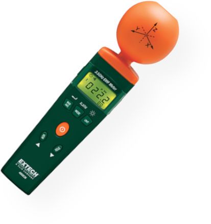 Extech 480836 RF/EMF Strength Meter; High Frequency measurement for EMF (50MHz to 3.5GHz); Ideal for EMF measurements of mobile/cell phones, base stations and microwave leakage; Measurement optimized for 900MHz, 1800MHz and 2.7GHz; Non-directional (isotropic) measurement with three-channel (triaxial) measurement probe; Max Hold and Average functions; UPC 793950488362 (480836 EXTECH480836 EXTECH-480836 EXTECH/480836)