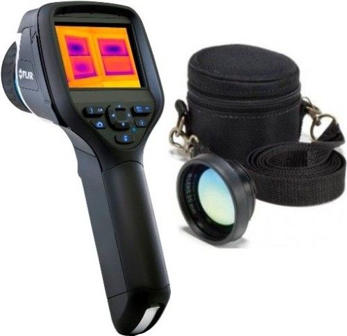 FLIR 49001-1901-KIT-45 Model E30bx E-Series bx Thermal Imaging IR Camera with Wide Angle Lens (45, f=10mm) with Case, High quality thermal imaging at 19200 pixels (160 x 120), Thermal sensitivity of 0.10C, Accuracy +/-2% or 2C, 3.5 (320 x 240) touch-screen LCD, Manual focus, 60 Hz image frequency (490011901KIT45 49001-1901KIT-45 490011901-KIT45 49001-1901 KIT-45 E-30 E30-BX E30 BX)