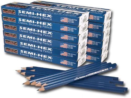 General's 497DIS Semi-Hex, Graphite Drawing Pencil Classroom Pack; This classroom pack contains 12 dozen of Generals Semi-Hex Drawing technical and art drawing pencils in the following degrees: 1 dozen each of 6B, 5B, 4B, F, H, B, and 2 dozen each of 2B, HB, 2H; Dimensions 10.75