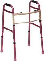 Mabis 500-1044-0900 Two-Button Release Aluminum Folding Walkers w/ Rubber Tips, Pink, Two-button release for easy folding, compact storage and lateral access, Adjustable height in 1" increments; 32"–38", Molded soft foam handgrips, Slip-resistant rubber tips, Steel cross brace provides additional rigidity, Constructed of strong, lightweight 1" anodized aluminum tubing (500-1044-0900 50010440900 5001044-0900 500-10440900 500 1044 0900) 