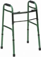 Mabis 500-1044-1200 Two-Button Release Aluminum Folding Walkers w/ Rubber Tips, Green, Two-button release for easy folding, compact storage and lateral access, Adjustable height in 1" increments; 32"–38", Molded soft foam handgrips, Slip-resistant rubber tips, Steel cross brace provides additional rigidity, Constructed of strong, lightweight 1" anodized aluminum tubing (500-1044-1200 50010441200 5001044-1200 500-10441200 500 1044 1200) 
