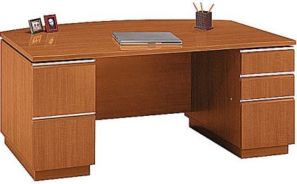 Bush 500-020-8200 Milano 72 Inch Bowfront Desk, Accepts a keyboard tray/pencil drawer, Scratch and stain-resistant Diamond Coat finish, Shaped PVC edge banding resists collisions and dents, 3 File Drawers and 3 Box Drawers, Lockable file drawers hold letter or legal size files (5000208200 500 020 8200)