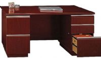 Bush 500-025-9000 Milano Double Pedestal Desk, Accepts Pencil Drawer/Keyboard, Scratch and stain-resistant Diamond Coat finish, Shaped PVC edge banding resists collisions and dents, Desk pedestals include box/box/file and file/file combinations (500 025 9000 5000259000) 