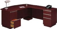 Bush 500-072-9000 Milano Right Hand L Desk, Harvest Cherry Finish, Accepts a keyboard tray/pencil drawer, Scratch and stain-resistant Diamond Coat finish, Shaped PVC edge banding to prevent collisions and dents, 2 box drawers and 3 file drawers for storage, All file drawers are lockable (500 072 9000 5000729000) 