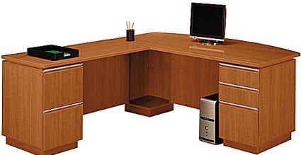 Bush 500-082-8200 Milano Left Hand L Desk, Accepts a keyboard tray/pencil drawer, Scratch and stain resistant a durable Diamond Coat finish, Bump and dent resistant shaped PVC edge banding, 2 box drawers, 3 file drawers, Lockable file drawers (500 082 8200 5000828200)