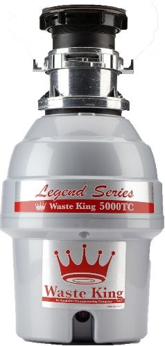 Waste King 5000TC Legend Series 3/4 Horsepower Disposer, High speed 2700 RPM Permanent Magnet Motor Produces More Power per Pound, 115 Voltage, 60 Hz, 6.0 Current-Amps, Permanent Magnet Motor, 3 Position Stopper/Actuator, Stainless Steel & Celcon Sink Flange, ABS Waste Elbow, Stainless steel rust free grinding components, UPC 029122750006 (5000-TC 5000 TC)