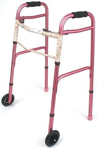 Duro-Med 500-1045-0900 S Adjustable Aluminum Folding Walker with 5 Inch Wheels, Pink (50010450900 S 50010450900S 500 1045 0900 S 50010450900 500 1045 0900 500-1045-0900)