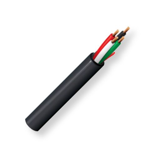 Belden 5002UP 010500, Model 5002UP, 12 AWG, 4-Conductor, High-Conductivity, Commercial Audio Cable; Black Color; CL3 Rated; Highly flexible stranded Bare copper conductors; PVC insulation; PVC jacket with ripcord; UPC 612825155720 (BTX 5002UP010500 5002UP 010500 5002UP-010500 BELDEN)