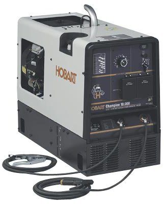 Hobart 500 433 Champion 10000 Welder/Generator, 230 Amp, 10000 Watt; DC weld output for smooth arc performance and easy starts; Four 120 volt (20 amp) and one 120/240 volt (50 amp) receptacles with push-button reset circuit breakers; Single knob current control for easy set up, UPC 715959235013 (500433 500-433) 