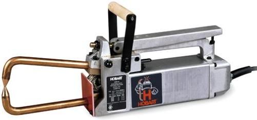 Hobart 500 442 model HSW-25 Spot Welder 220 VAC 30A, 3/16 in (4.7 mm) Work Capacity, 2.5 kVA Rated Output at 50% Duty Cycle, Rated Output 6 in / 12 in / 18 in 6750 A / 5800 A / 4850 A, Accommodates a wide variety of tongs and tips, Hand lever locks tongs firmly on material, ensures positive, accurate fit-up, UPC 715959235778 (500442 500-442 HSW-25 HSW 25 HSW25 500 442)
