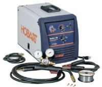Hobart 500500 Handler 140 Mig Welder, Amperage output range of 25 to 140 Amps, 20% duty cycle @ 90 Amps, 19 Volts; 4 output voltage settings with wire feed tracking and “purge” setting; Welds 24–gauge up to 1/4in.; Features built–in contactor and self–resetting thermal overload protection; UPC 715959314183 (500 500 500-500 50050 HOB-500500) 