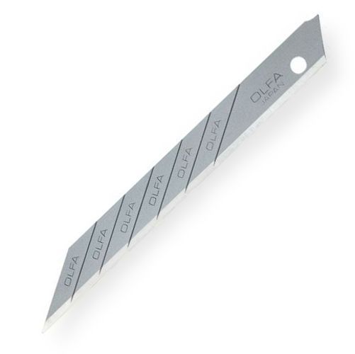 Olfa 5007 Graphic and Art 9mm Blades; 7 segment, 9mm snap off blade for art, graphic, and presentation materials; Exact 30 degree angled edge for superior cutting strength through thick materials; These blades easily cut cardboard, plastic, foam board, Gator board, mat board, and more; UPC 091511600162 (OR-A1160B 5007 BLADES-5007 BLADES5007 OLFA5007 OLFA-5007)