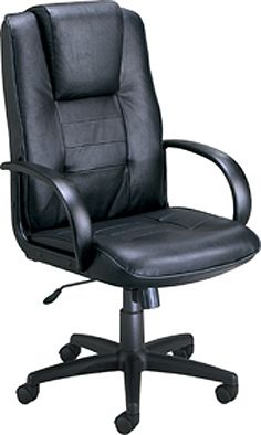 OFM 500L Promotional Hi-Back Chair, Black Leather, First quality leather; Sturdy polyurethane arms, Triple stitched upholstery (500-L 500 L)