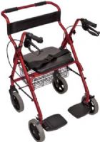 Mabis 501-1018-0700 Transport/Rollator Chair, Burgundy, Quickly converts from a rollator to a transport chair, Nylon padded backrest with handgrips, Adjustable seatbelt, Height adjustable handles, Secure bicycle-style loop-lock handbrakes with ergonomic handgrips, Folds for easy storage and transportation (501-1018-0700 50110180700 5011018-0700 501-10180700 501 1018 0700) 