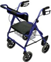 Mabis 501-1026-2100 Duro-Trek Lightweight Aluminum Rollator, Royal Blue Transport/Rollator Chair, Royal Blue, Curved padded backrest and flip-up cushioned seat, Height adjustable handles in 1" increments; 32"–36", Secure bicycle-style loop-lock handbrakes with ergonomic handgrips, Folds for storage and transportation, Latex Free (501-1026-2100 50110262100 5011026-2100 501-10262100 501 1026 2100) 