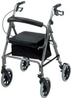 Mabis 501-1026-4100 Duro-Trek Lightweight Aluminum Rollator, Titanium, Curved padded backrest and flip-up cushioned seat, Height adjustable handles in 1" increments; 32"–36", Secure bicycle-style loop-lock handbrakes with ergonomic handgrips, Folds for storage and transportation, Latex Free (501-1026-4100 50110264100 5011026-4100 501-10264100 501 1026 4100) 