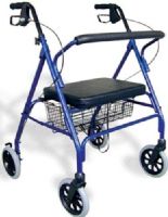 Mabis 501-1032-2100 Extra-Wide Heavy-Duty Steel Bariatric Rollator, Royal Blue, Straight padded backrest, Height adjustable handles in 1" increments; 34-1/2" - 38-1/2", Secure bicycle-style loop-lock handbrakes with ergonomic handgrips, Available in two fashionable colors, Latex Free (501-1032-2100 50110322100 5011032-2100 501-10322100 501 1032 2100) 